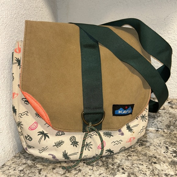 Kavu Handbags - Kavu Canvas & Suede Crossbody Around Town Purse Tropical Pattern